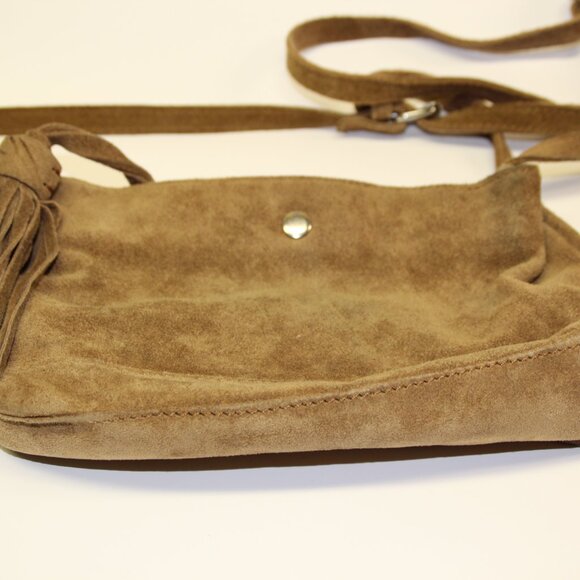 Zara Trafaluc, light brown suede purse with adjustable strap and Tassel zip - Picture 8 of 10